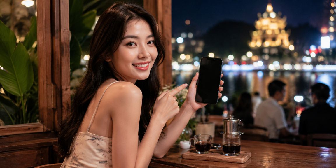 Người chơi tại Ninh Bình sử dụng điện thoại để nhận ưu đãi casino 0k9 bên tách cà phê